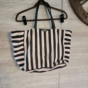 Victoria's Secret Baby Pink and Black Striped Tote